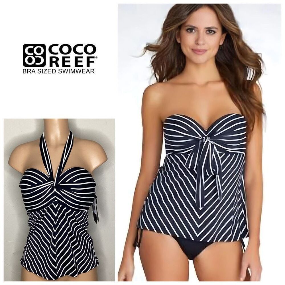 New. Coco Reef black stripe 5-way tankini top. 36/38C. RETAILS $81